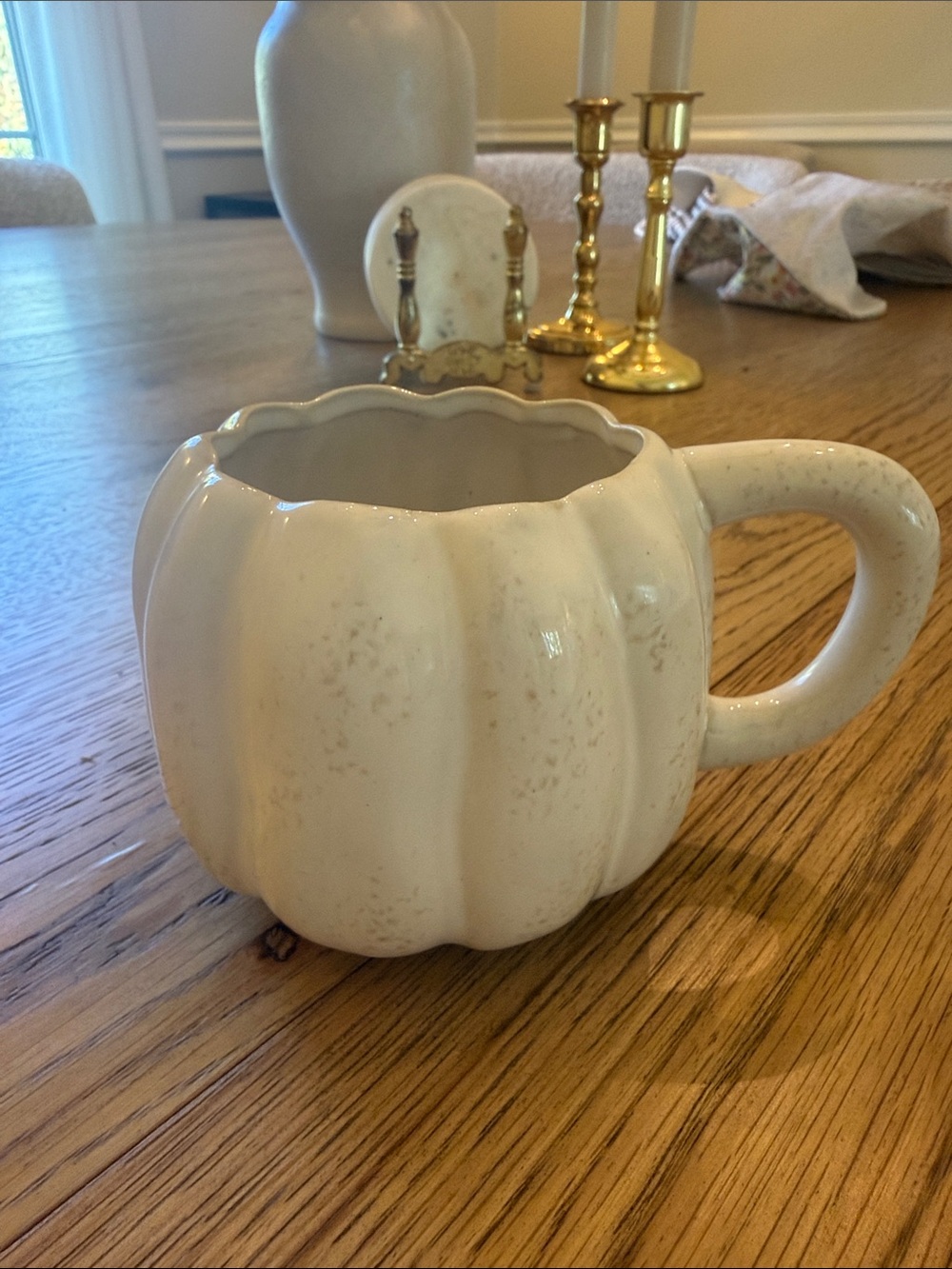 Anthropologie Cream Pumpkin Mug